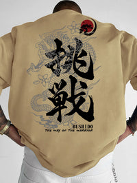 Anime dragon pattern print 100% cotton men's t-shirt streetwear
