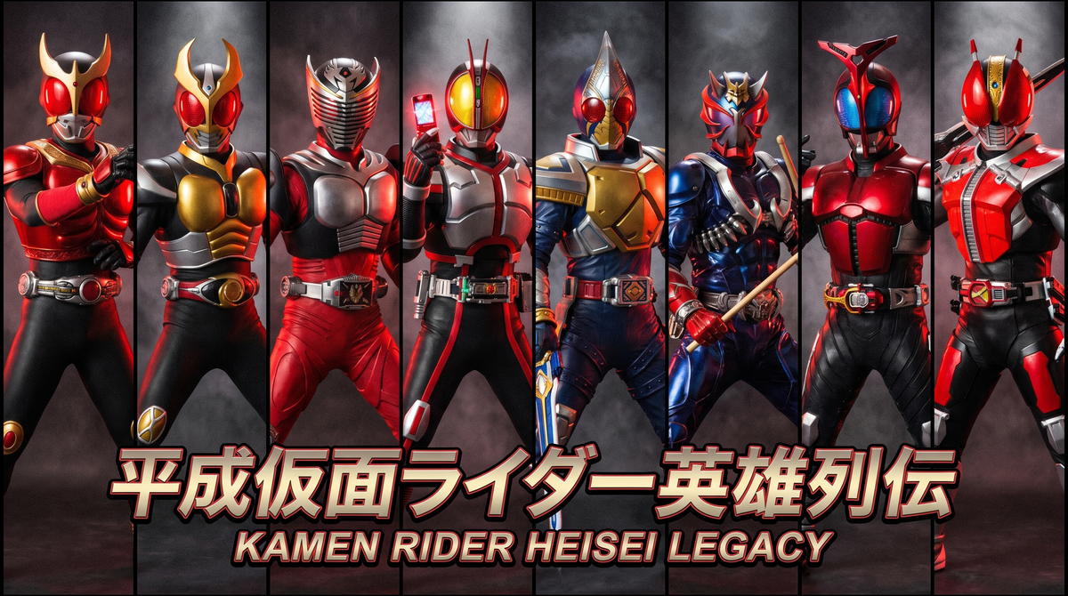 Heisei Phase 1 Kamen Riders epic battle collage